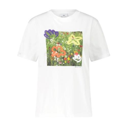 Bloemenprint Biologisch Katoen T-Shirt PS By Paul Smith , White , Dame...