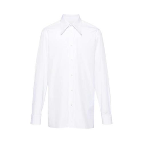 Witte Katoenen Overhemd met Vier-Stiksel Logo Maison Margiela , White ...