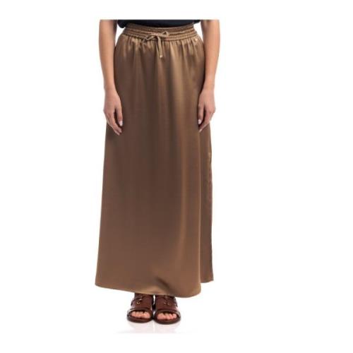 Casual Satijnen Rok Herno , Brown , Dames