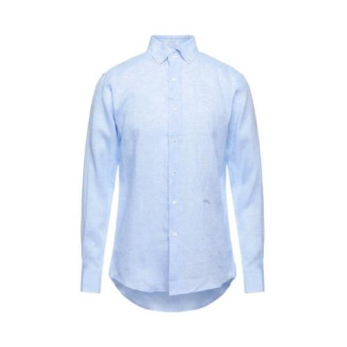 Witte Linnen Overhemd met Lange Mouwen Malo , Blue , Heren