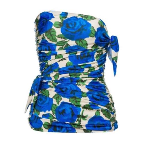 Blauwe Roos Gedrapeerd Bustier Top Philosophy di Lorenzo Serafini , Mu...