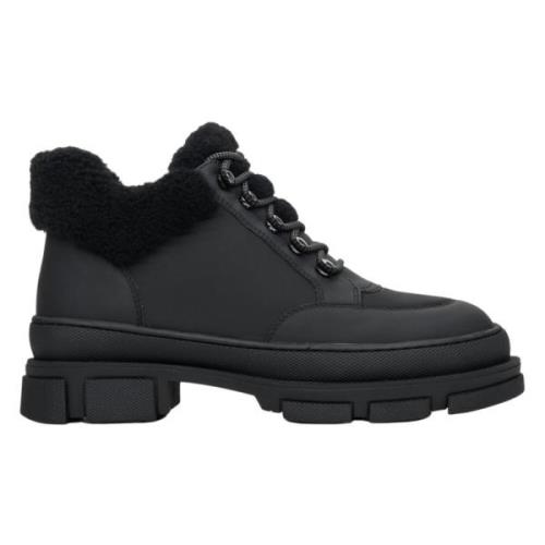 Zwarte Dames Veterschoenen voor de Winter met Echt Bont Er00112245 Est...