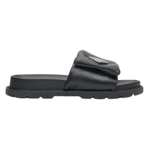 Dames Zwarte Gewatteerde Leren Slide Sandalen Er00113090 Estro , Black...