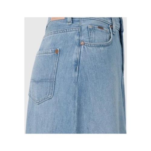 Blauwe Denim Maxi Rok met Voorsplit Pepe Jeans , Blue , Dames