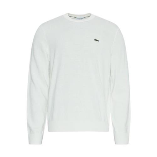 Witte Sweater met Geborduurde Krokodil Lacoste , White , Heren