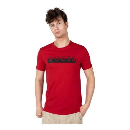 Klassieke Ronde Hals T-Shirt Guess , Red , Heren