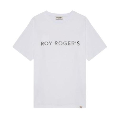 Stencil Logo Katoenen T-shirt Roy Roger's , White , Heren