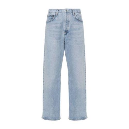 Stonewashed straight-leg jeans met metalen details Agolde , Blue , Dam...