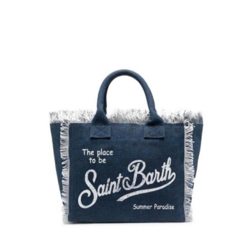 Fringed Vanity Tote Tas MC2 Saint Barth , Blue , Dames