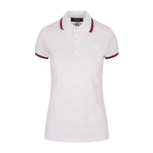 Wit Poloshirt met Logo Borduurwerk Dsquared2 , White , Dames