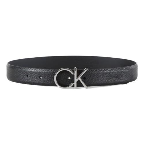 Gehamerd Leren Riem Calvin Klein , Black , Dames