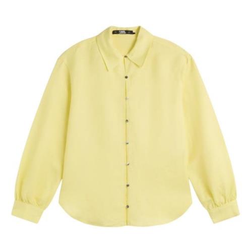 Linnen Blouse met Volumineuze Mouwen Karl Lagerfeld , Yellow , Dames