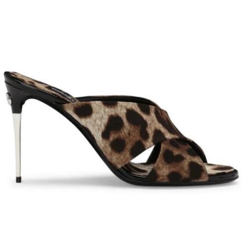 Leopard Print Stiletto Mules Dolce & Gabbana , Multicolor , Dames