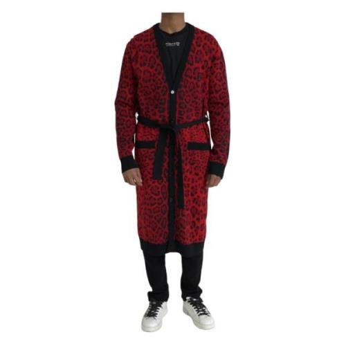 Rode Luipaard Cardigan Sweater Dolce & Gabbana , Red , Heren
