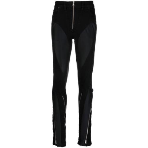 Zwarte Flared Denim Broek Mugler , Black , Dames