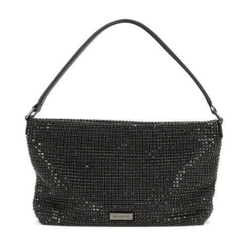 Diamantè Hobo Schoudertas Self Portrait , Black , Dames