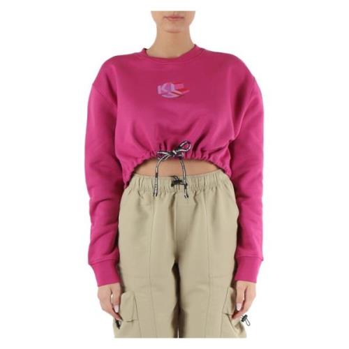 Gecropte katoenen sweatshirt met logoprint Karl Lagerfeld , Pink , Dam...