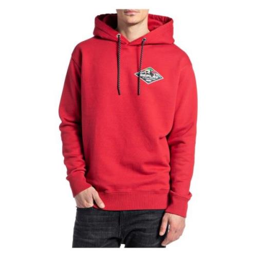 Sportieve Logo Hoodie met capuchon Replay , Red , Heren