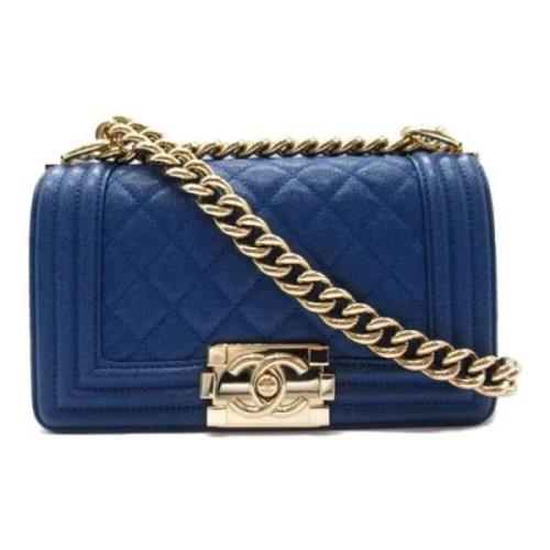 Pre-owned Leather shoulder-bags Chanel Vintage , Blue , Dames
