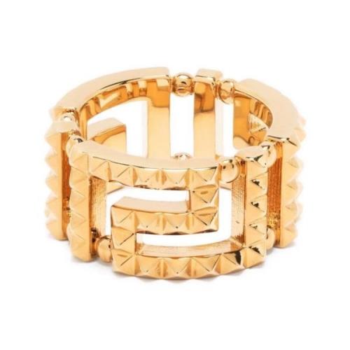 Goudkleurige Greca Spike Ring Versace , Yellow , Heren