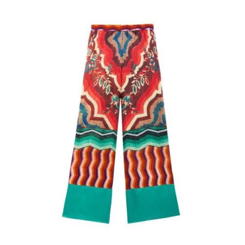 Zijden Flared Broek met Kamut Print Pierre-Louis Mascia , Multicolor ,...