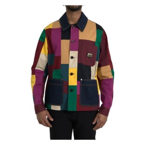 Patchwork Katoenen Kraagjas Dolce & Gabbana , Multicolor , Heren