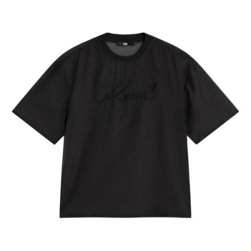 Handtekening Organza T-shirt Karl Lagerfeld , Black , Dames