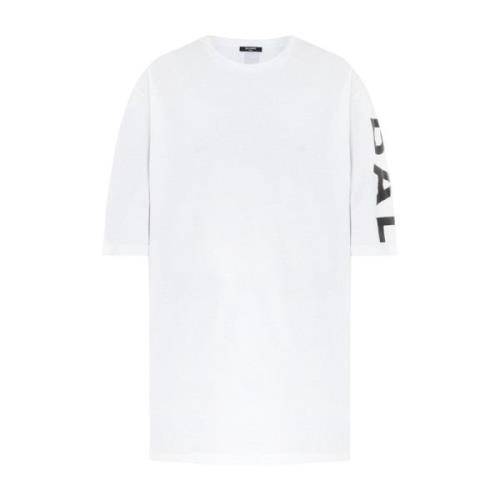 Verticaal Logo T-shirt - Klassiek Model Balmain , White , Heren