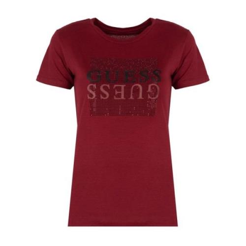 Elegante Ronde Hals T-Shirt Guess , Red , Dames