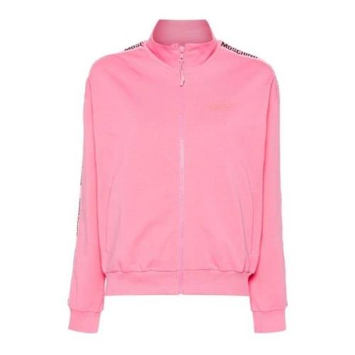 Roze Katoenen Logo Band Sweatshirt Moschino , Pink , Heren