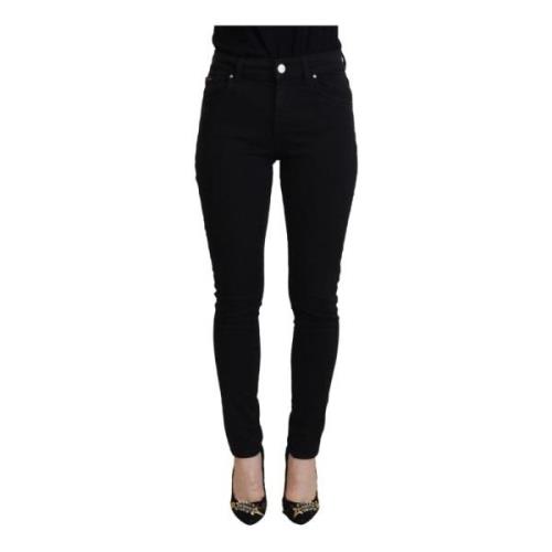 Zwarte Denim Broek met Logo Details Dolce & Gabbana , Black , Dames