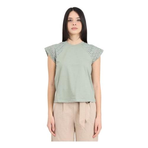 Groene T-shirt met kant Lily Pad Only , Green , Dames