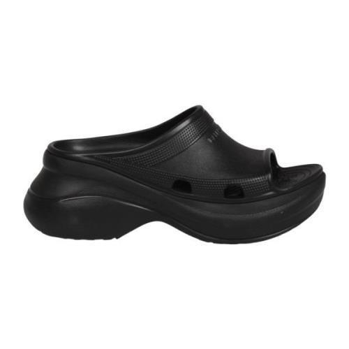 Rubber Slide Sandaal Crocs Samenwerking Balenciaga , Black , Dames