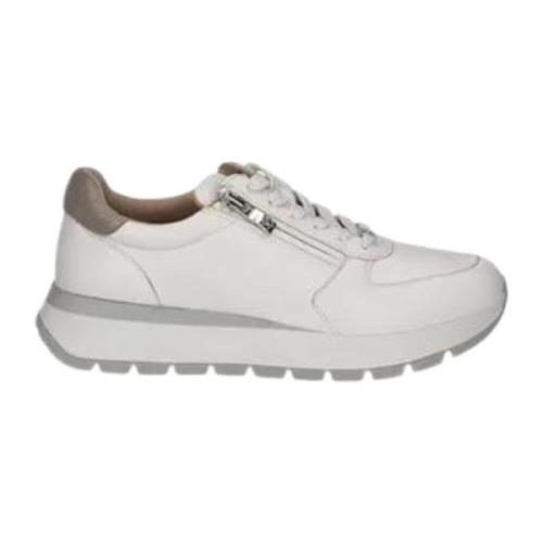 Witte platte schoenen met veters/rits Caprice , White , Dames