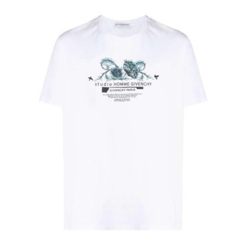 Bedrukt Katoenen T-shirt - Wit Givenchy , White , Heren