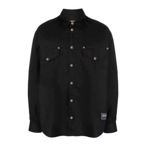 Zwarte Basic Shirt met Logo Applicatie Versace Jeans Couture , Black ,...