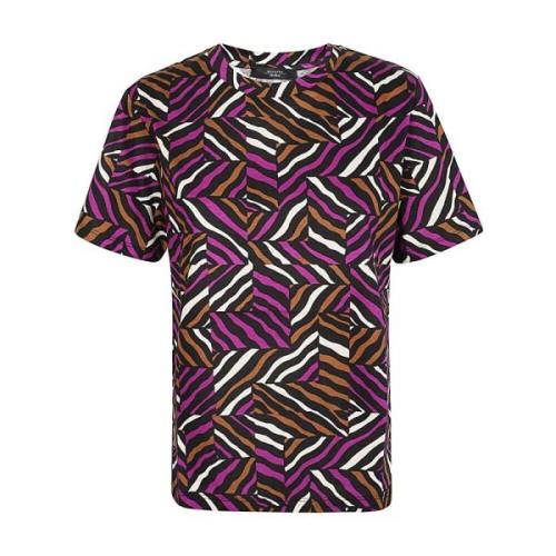 Paarse Abstracte Katoenen T-shirt Max Mara Weekend , Multicolor , Dame...