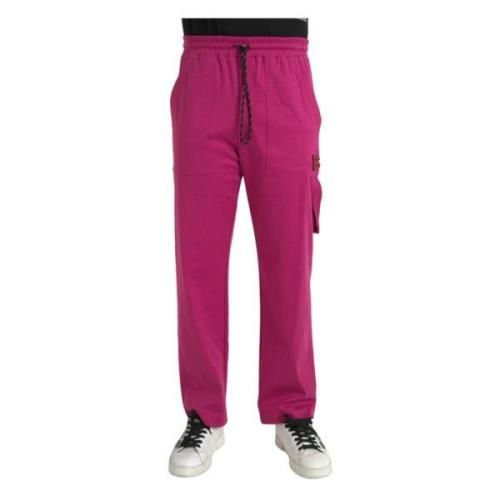 Roze Logo Cargo Katoenen Jogger Broek Dolce & Gabbana , Pink , Heren