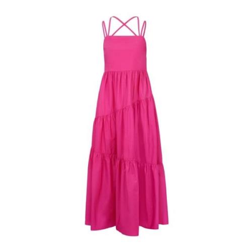 Kruisband Katoenen Maxi Jurk in Fuchsia Hugo Boss , Pink , Dames