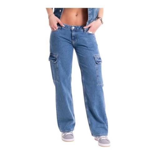 Laaghangende Baggy Cargo Jeans voor Dames Calvin Klein Jeans , Blue , ...