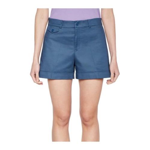 Blauwe Katoenen Shorts Ralph Lauren , Blue , Dames