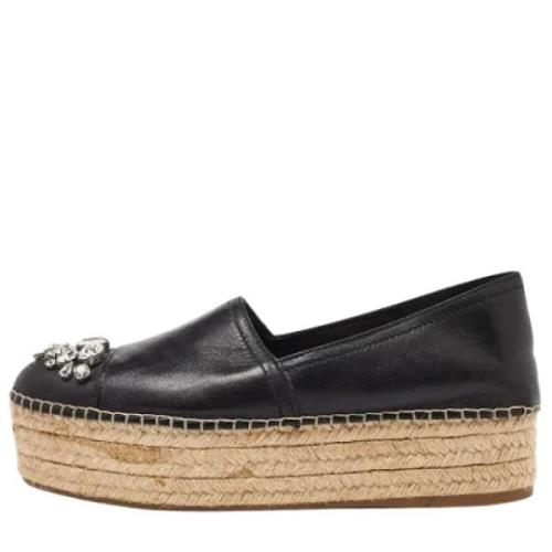 Pre-owned Leather flats Miu Miu Pre-owned , Black , Dames