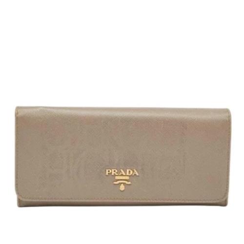 Pre-owned Leather wallets Prada Vintage , Gray , Dames