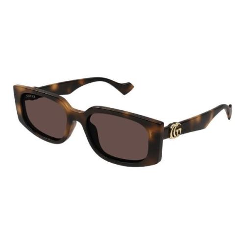 Stijlvolle Rechthoekige Zonnebril Gucci , Brown , Dames