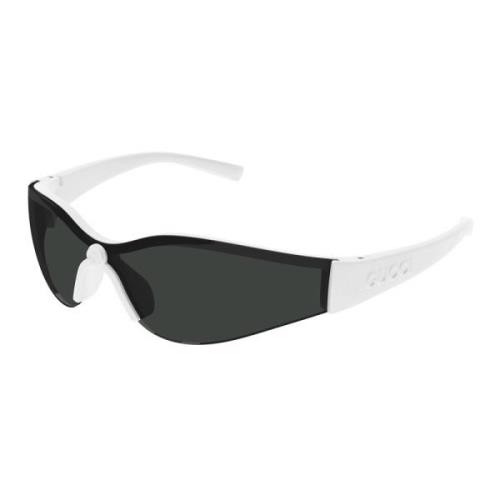 Sportieve Semi-Rimless Zonnebril Wit/Grijs Gucci , White , Unisex