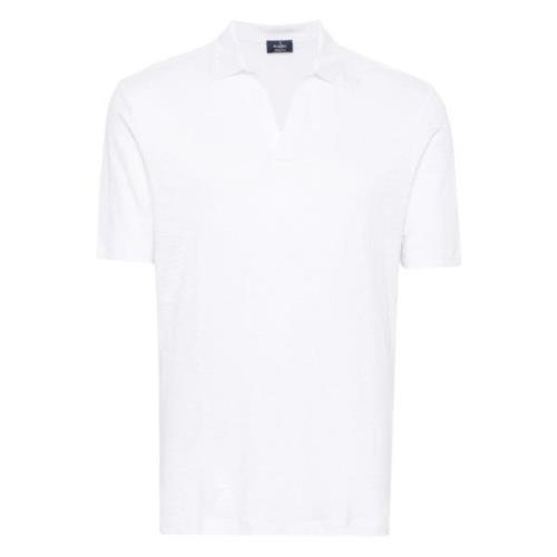 Linnen Polo Shirt Gemaakt in Italië Barba , White , Heren