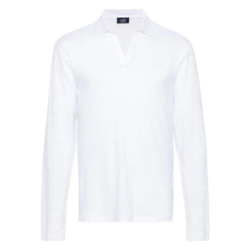 Linnen Polo Shirt Lange Mouw Barba , White , Heren