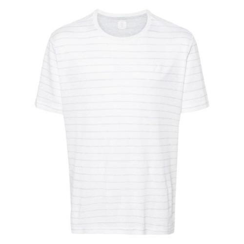 Gestreept Linnen Katoen T-shirt Eleventy , White , Heren
