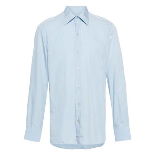 Zijden Lyocell Shirt Tom Ford , Blue , Heren