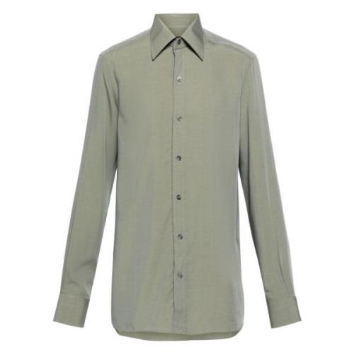 Zijden Lyocell Shirt Tom Ford , Green , Heren